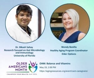 Graphic features Dr. Bikash Sahay and Wendy Bonilla, MHA smiling, along with their credentials which are indicated in the article. 