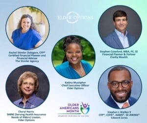 Photos of the 4 panelists and the moderator Katina Mustipher. All professional headshots with smiling faces. The individuals titles are also included in the article. 